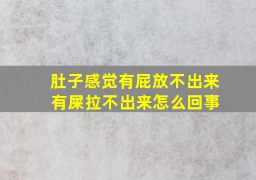 肚子感觉有屁放不出来 有屎拉不出来怎么回事